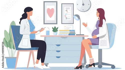 Female doctor Obstetrician consulting a pregnant patient in a meeting