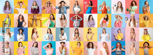 Big collage of young women ...