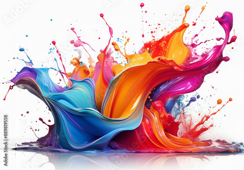 Colorful paint splashes isolated on white color background