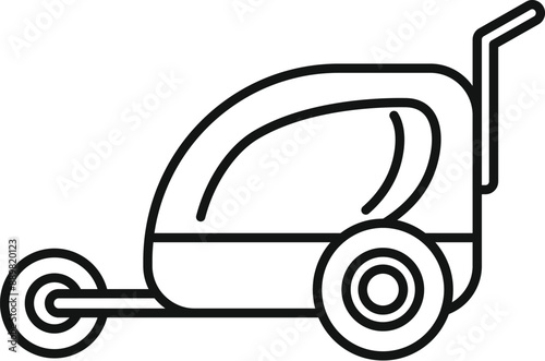 Simple line icon of a bike trailer for carrying luggage or children