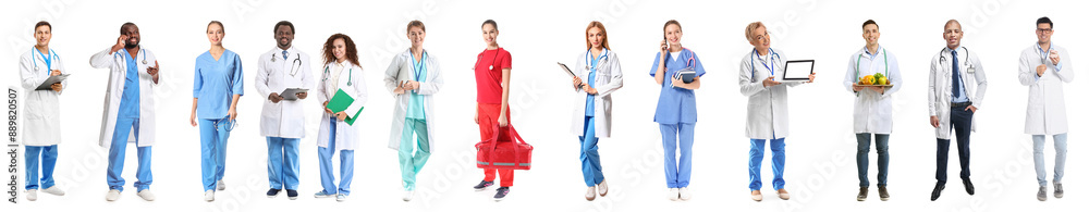 Obraz premium Group of doctors on white background