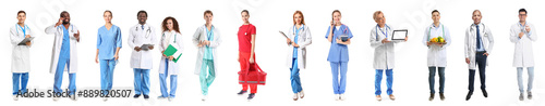 Group of doctors on white b...