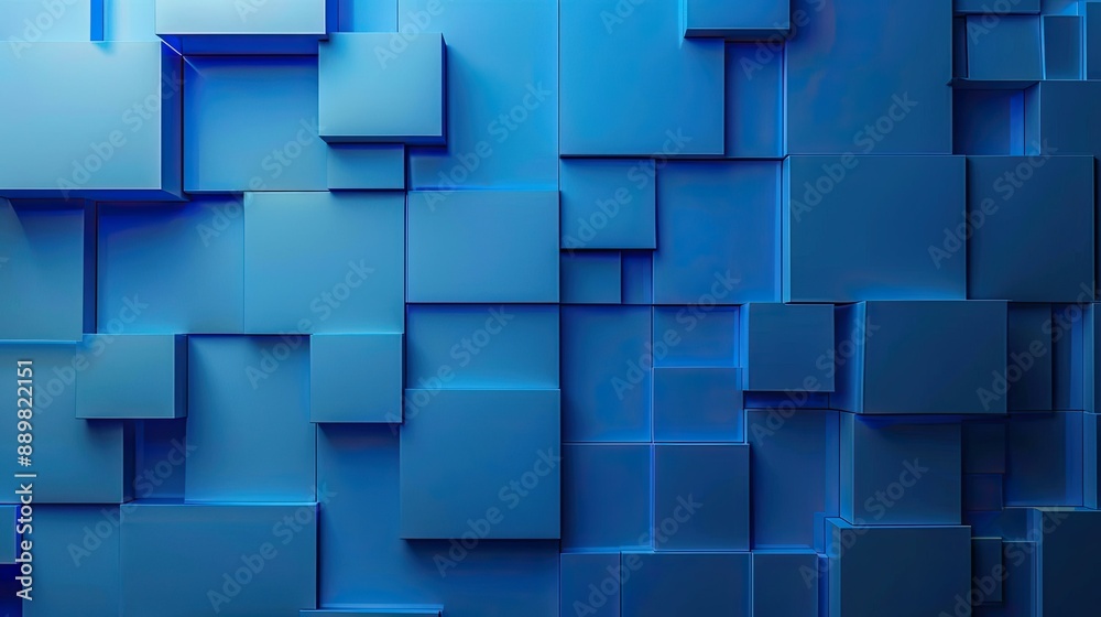 Geometric blue squares on gradient backdrop, ideal for design and screensavers Geometric blue squares on gradient backdrop, ideal for design and screensavers