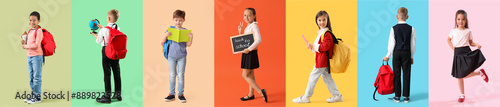 Set of cute schoolchildren ...