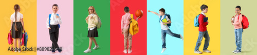 Set of cute schoolchildren ...