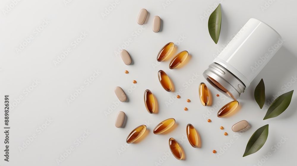 Close up of food supplement oil filled capsules suitable for: fish oil, omega 3, omega 6, omega 9, evening primrose, borage oil, flax seeds oil, vitamin A, vitamin D, vitamin D3, vitamin E Close up of food supplement oil filled capsules suitable for: fish oil, omega 3, omega 6, omega 9, evening primrose, borage oil, flax seeds oil, vitamin A, vitamin D, vitamin D3, vitamin E