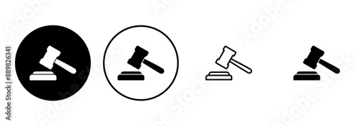 Gavel icon set. judge gavel icon vector. law icon vector. auction hammer