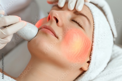 Patient having a laser skin resurfacing treatment to improve texture and stimulate collagen, skin resurfacing, advanced skincare photo