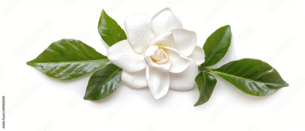 Fototapeta premium A delicate gardenia bloom isolate on white background