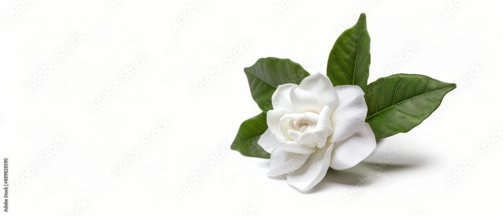 A delicate gardenia bloom isolate on white background A delicate gardenia bloom isolate on white background