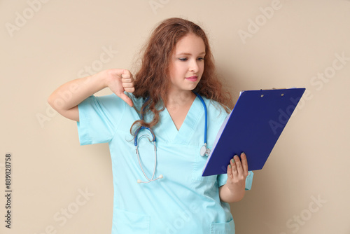 Female doctor with clipboar...