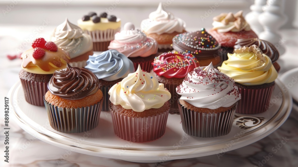 The image is a plate of cupcakes showcasing a variety of baked goods and desserts The cupcakes appear to be a sweet and tempting snack perfect for indulging in a treat The image is a plate of cupcakes showcasing a variety of baked goods and desserts The cupcakes appear to be a sweet and tempting snack perfect for indulging in a treat