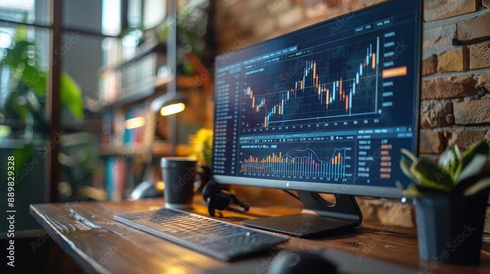 Financial analyst using predictive analytics software, financial markets analysis, forecasting market trends Financial analyst using predictive analytics software, financial markets analysis, forecasting market trends
