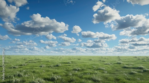 Horizon view of an open field with scattered clouds above