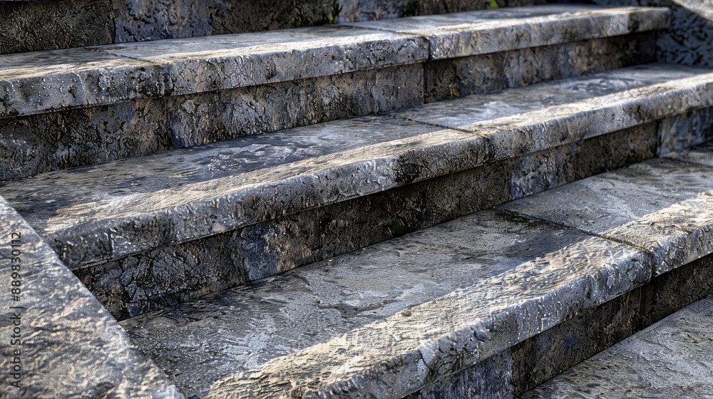 Image example showing a poorly done stone tile masonry job of a failing concrete staircase due to salt damage corrosion and improper installation Image example showing a poorly done stone tile masonry job of a failing concrete staircase due to salt damage corrosion and improper installation