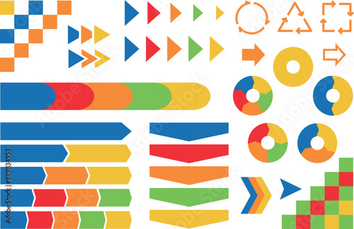 シンプルでカラフルなフローチャートのセット