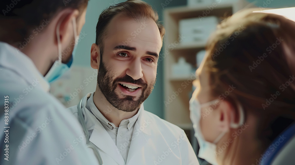Dentist explaining the importance of dental hygiene to a patient Dentist explaining the importance of dental hygiene to a patient