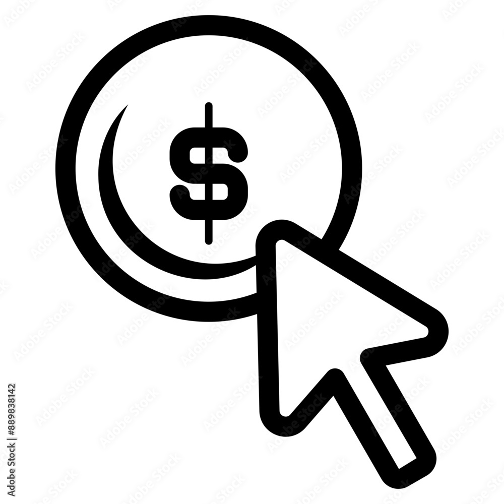 click dollar coin with cursor arrow icon click dollar coin with cursor arrow icon
