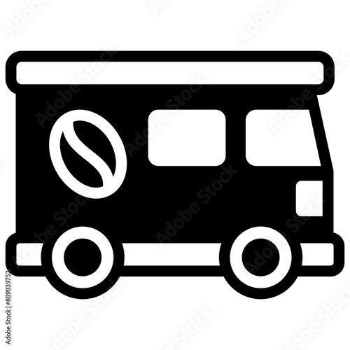coffee truck icon illustration design with outline