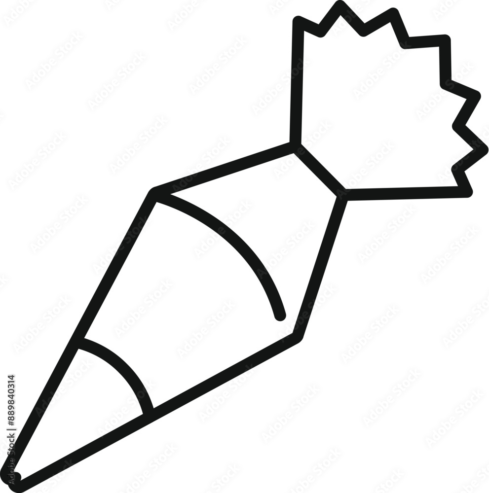 Outline style icon of a pastry bag squeezing cream for cake decoration Outline style icon of a pastry bag squeezing cream for cake decoration