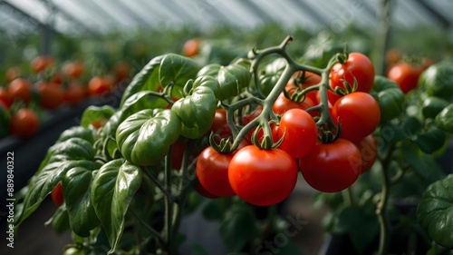 Wallpaper Mural Beautiful red ripe tomatoes grown in a greenhouse and ready to harvest. AI Generative. Torontodigital.ca