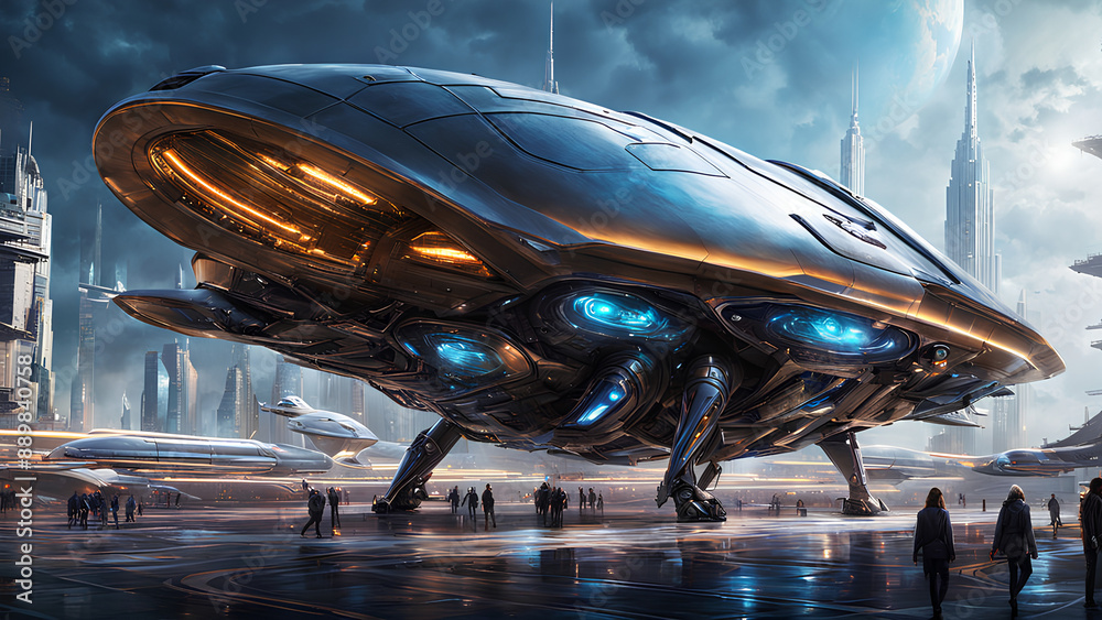 Odd one out! Strange ship lands in a spaceport full of sleek vessels 