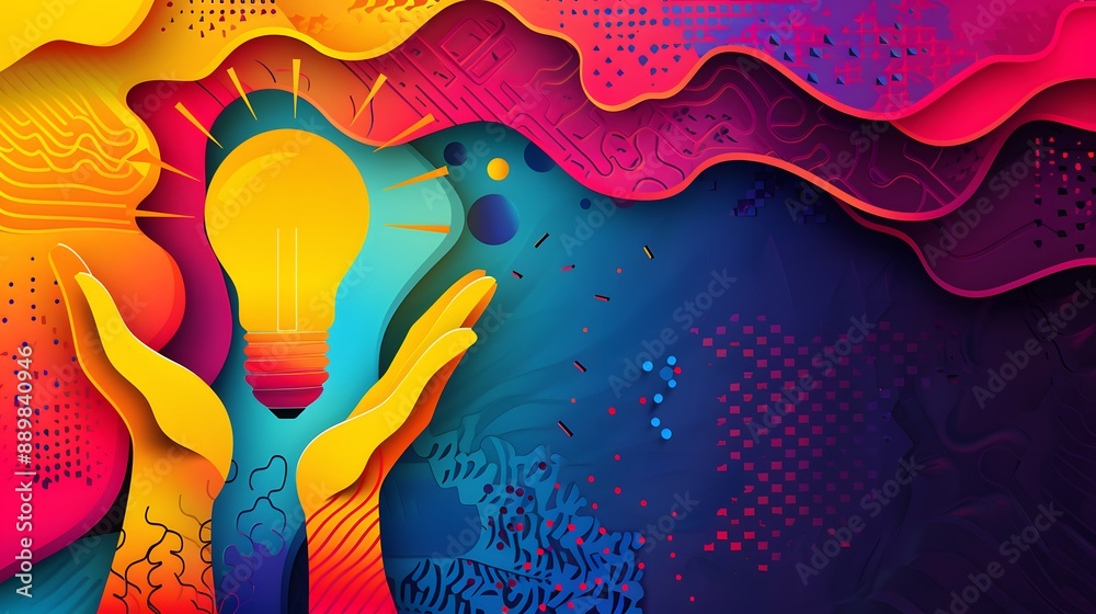 hand with light bulb illustration hand with light bulb illustration