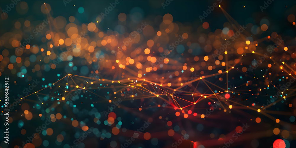 Abstract Background with Orange and Teal Bokeh and Connected Lines Abstract Background with Orange and Teal Bokeh and Connected Lines