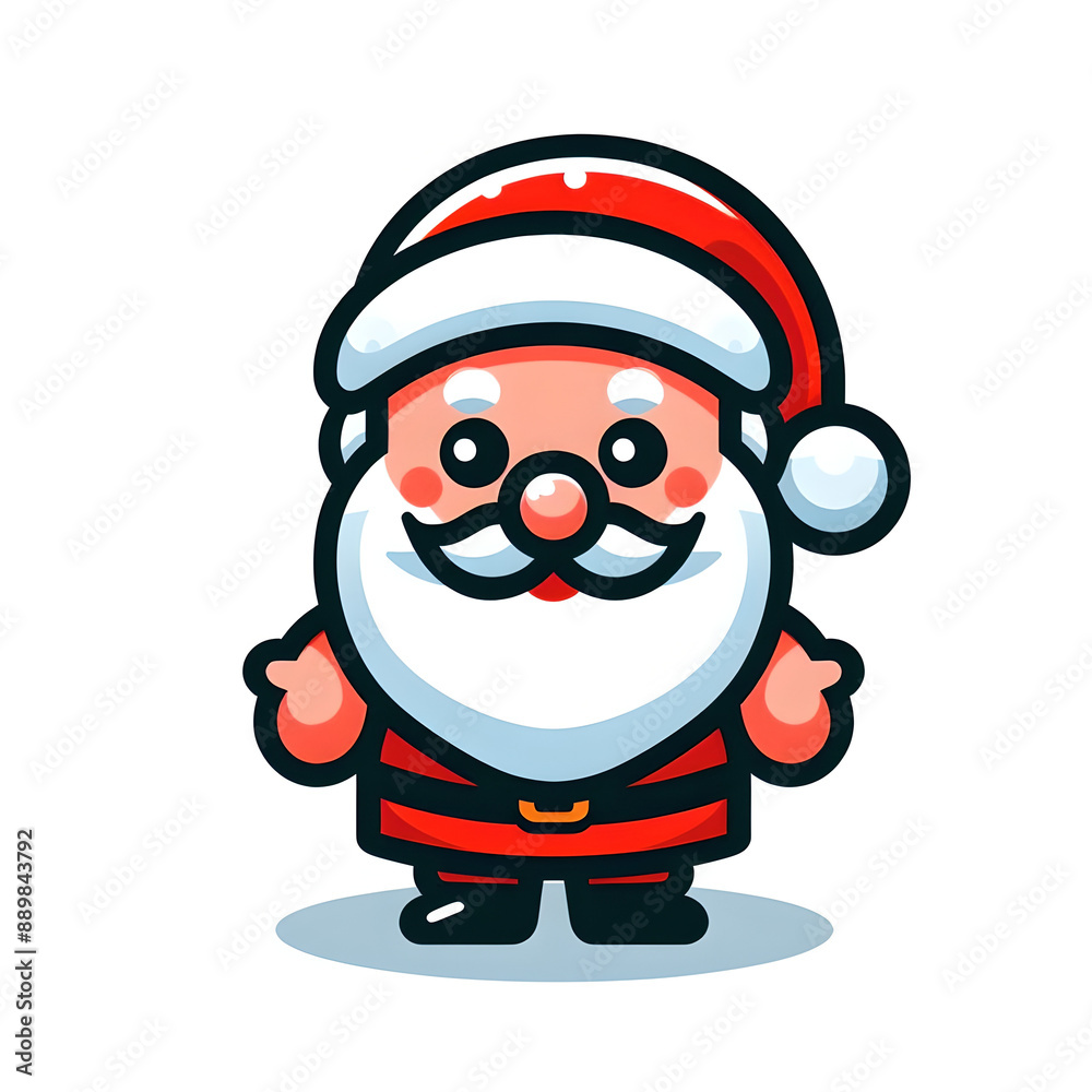 Cartoon Santa Claus with a friendly smile, flat colors
Cartoon Santa Claus with a friendly smile, flat colors