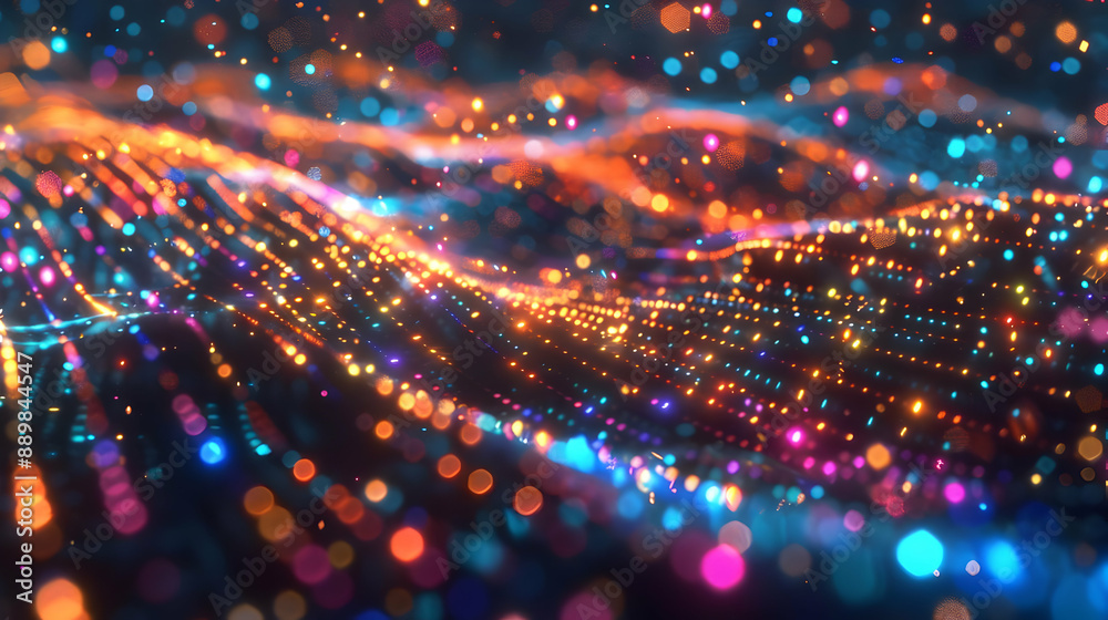 Obraz premium Abstract Background with Glowing Lights and Bokeh