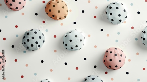 Playful polka dots in pastel colors, perfect for children's clothing and nursery decor. Illustrater Image, Shiny, bright, beautiful , Minimalism,