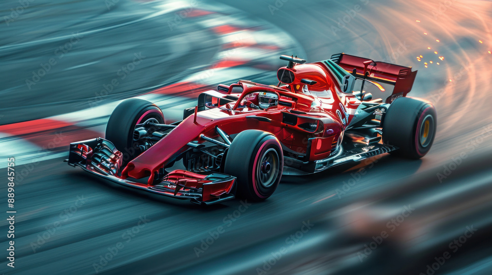 Motion blur, Race driver and race car racing on speed track, Car race on asphalt race track crossing finish line.. Motion blur, Race driver and race car racing on speed track, Car race on asphalt race track crossing finish line..