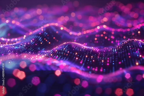 Wallpaper Mural Purple and Pink Abstract 3D Background with Glowing Lights Torontodigital.ca