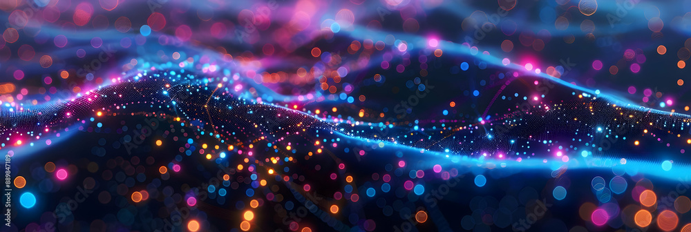Abstract 3D Background with Colorful Lights and Bokeh Abstract 3D Background with Colorful Lights and Bokeh
