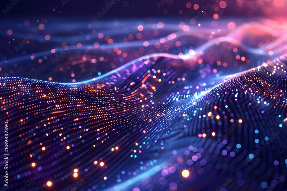 Abstract 3D Background with Wavy Lines and Glowing Lights Abstract 3D Background with Wavy Lines and Glowing Lights