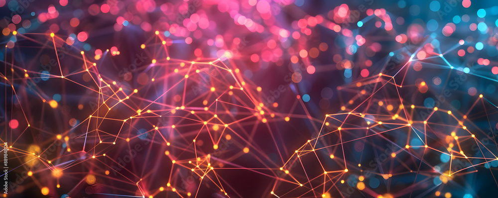 Abstract Background with Glowing Lines and Bokeh