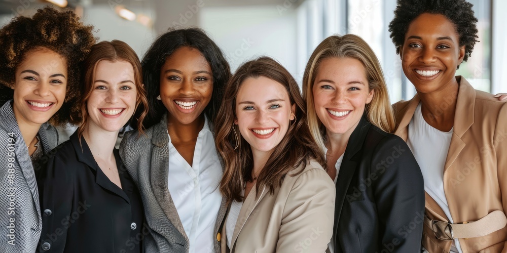 A group of women are smiling for the camera A group of women are smiling for the camera