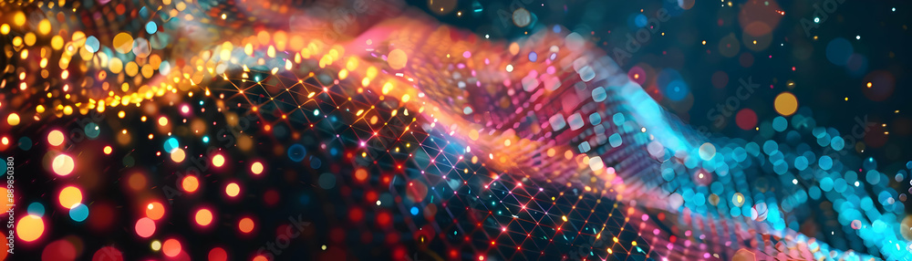 Abstract Background with Colorful Lights and Grid Abstract Background with Colorful Lights and Grid