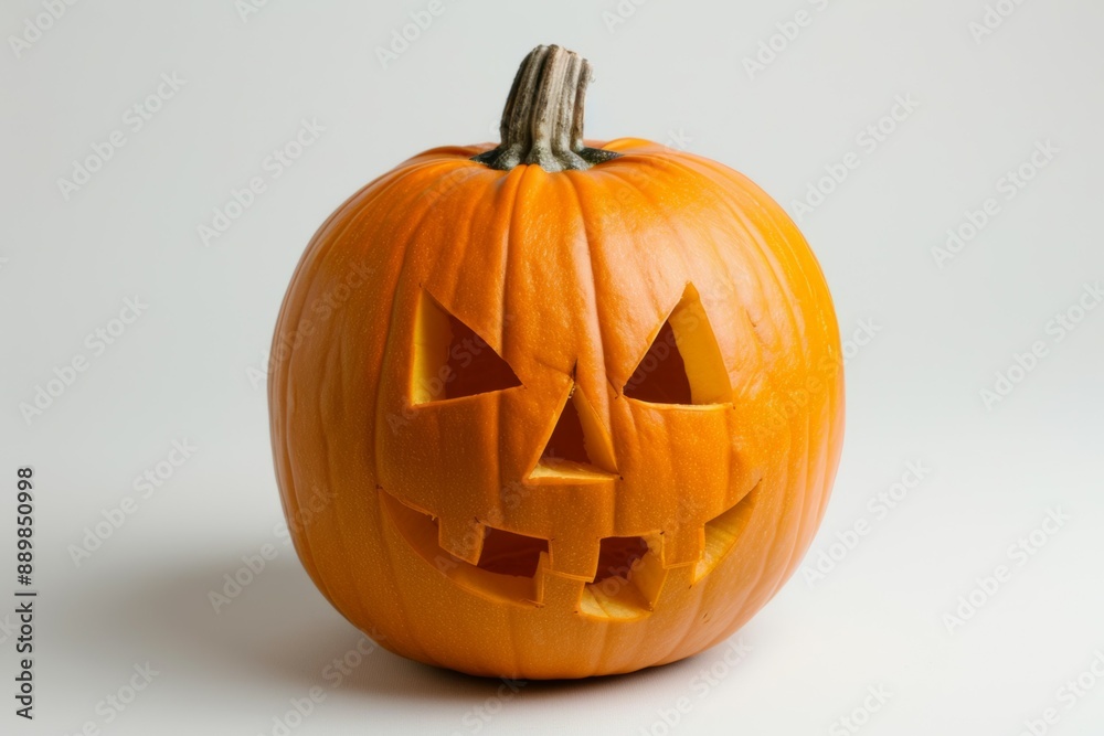 A pumpkin with a scary face carved into it A pumpkin with a scary face carved into it