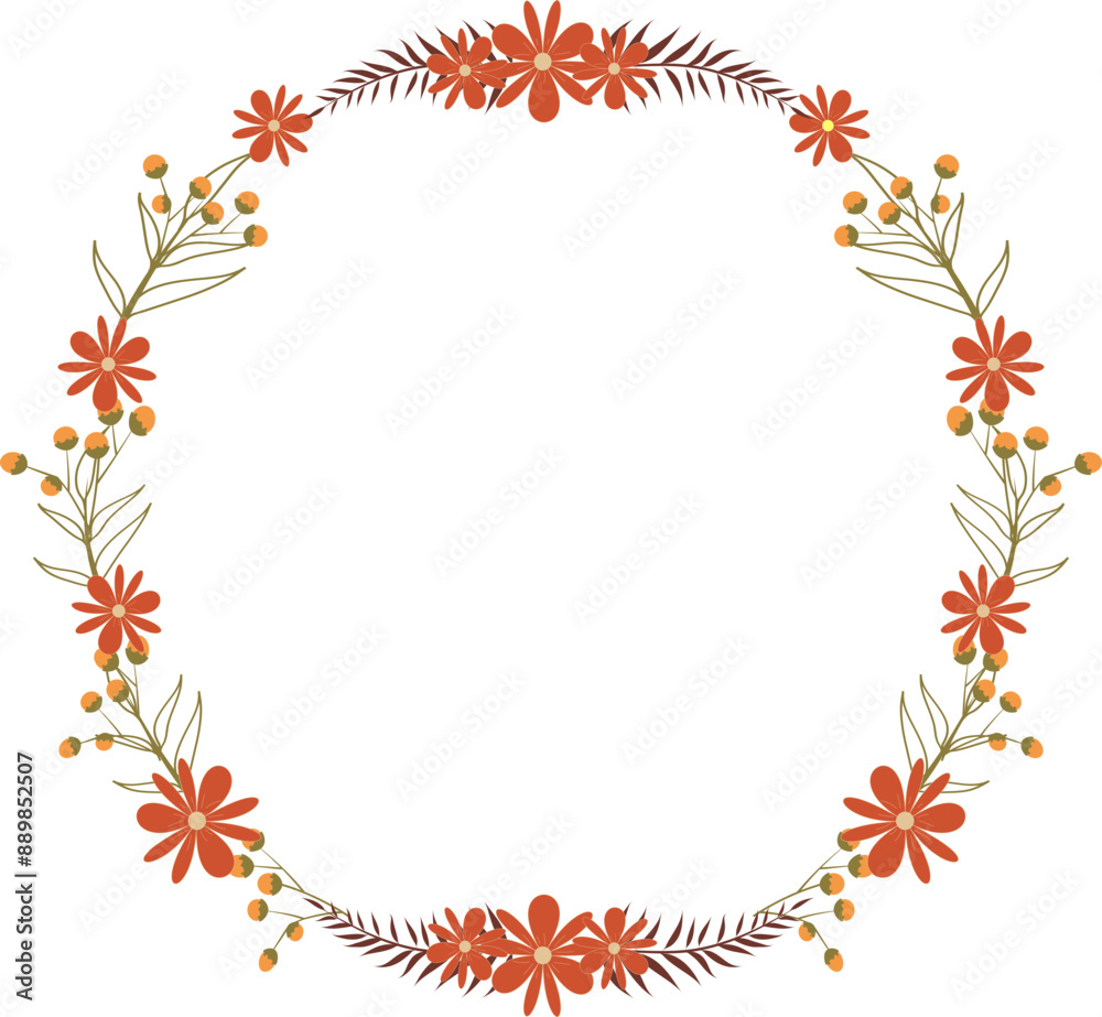 Autumn wreath round frame of fall season colors. Autumn wreath round frame of fall season colors.