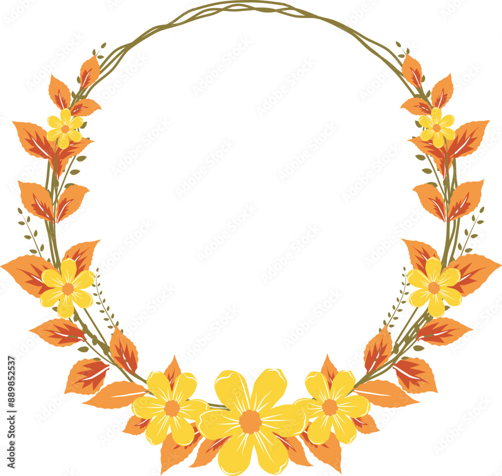 Autumn wreath round frame of fall season colors. Autumn wreath round frame of fall season colors.