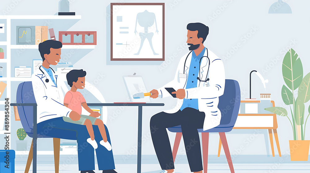 Male doctor Pediatrician examining a child in a patient meeting Male doctor Pediatrician examining a child in a patient meeting