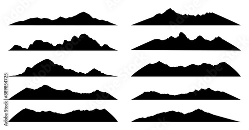 Mountains silhouette collection on white background