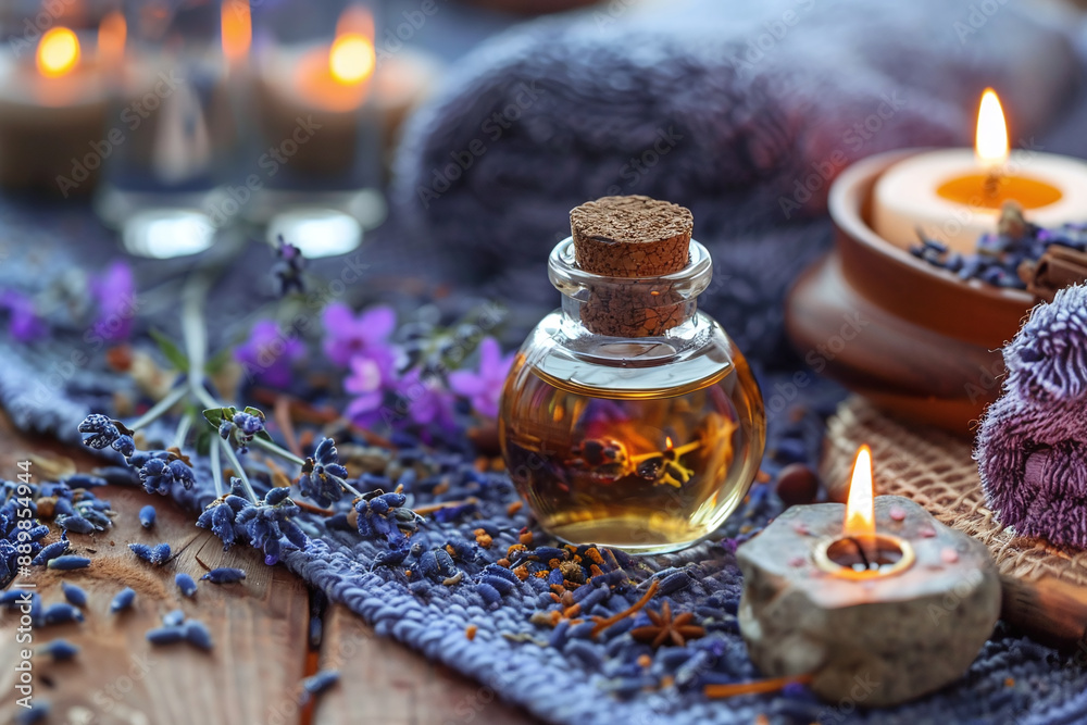Yoga and Wellness Lifestyle: Shows how yoga integrates with other wellness practices such as aromatherapy, massage, or herbal tea Yoga and Wellness Lifestyle: Shows how yoga integrates with other wellness practices such as aromatherapy, massage, or herbal tea