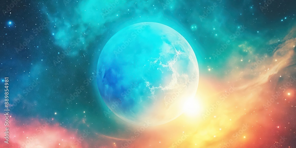 Obraz premium Blue glowing outer space