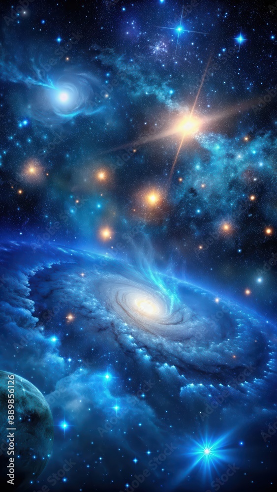 Obraz premium Blue glowing outer space
