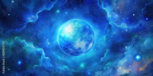 Blue glowing outer space