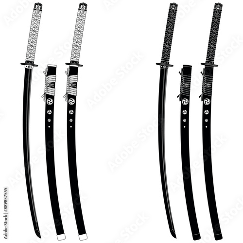 Samuray katanas of ancient Japan