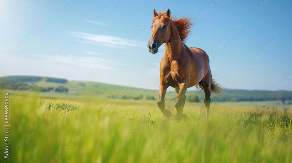 Obraz premium horse in the green field