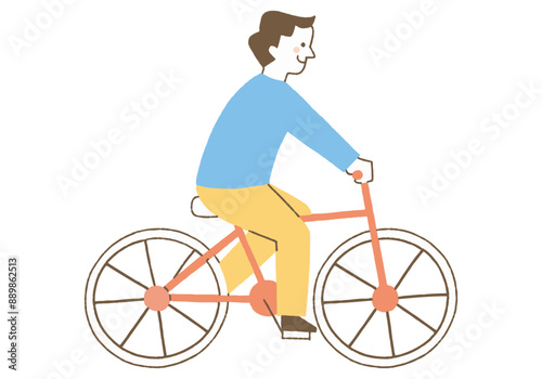 Man riding a bicycle to his destination_Color